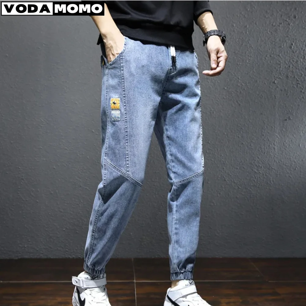 

Japan Korean Fashion Men Wide Leg Jeans New Streetwear Straight Baggy Elastic Waist Denim Pants Male Casual Loose Trousers