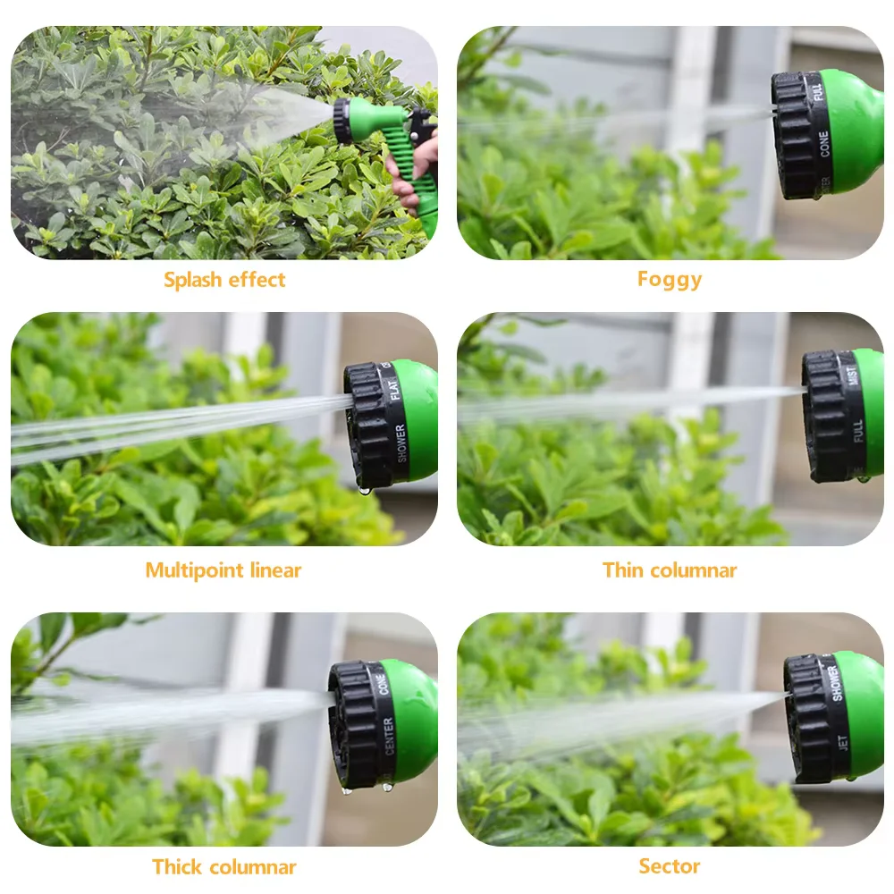 Expandable Garden Hose with 7 Patterns - Flexible Water Gun Sprayer for Car Wash
