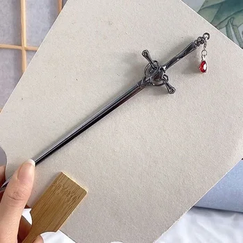 펑크 메탈 소드 머리핀, 중국 심플한 헤어 스틱, 여성용 DIY 헤어 스타일 디자인 도구 액세서리, 직송