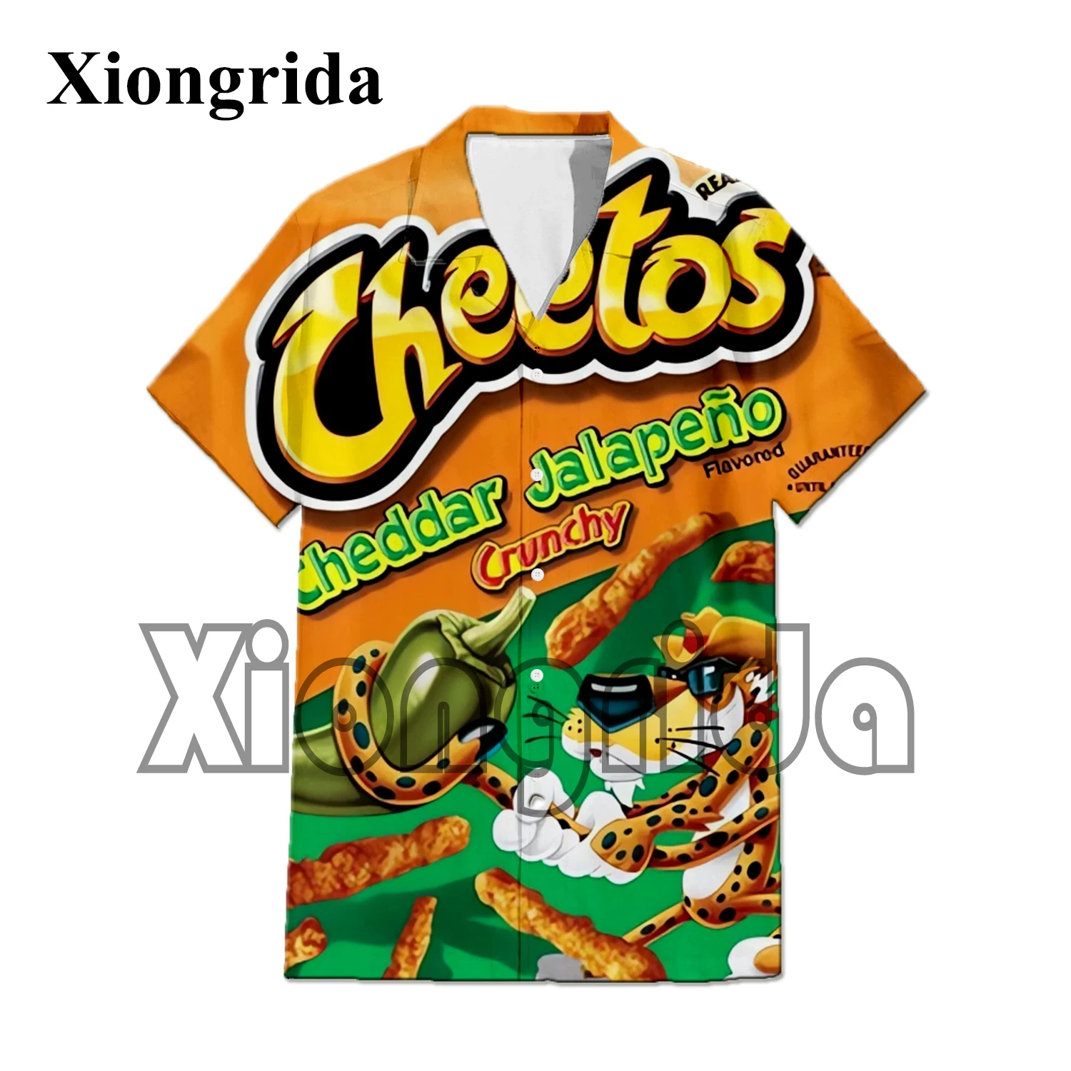 Novelty Hot Cheetos Food Puffs 3D Print Men Shirts Compression Street Punk Short Sleeve Shirts Fashion Hawaii Beach Shirts Tops