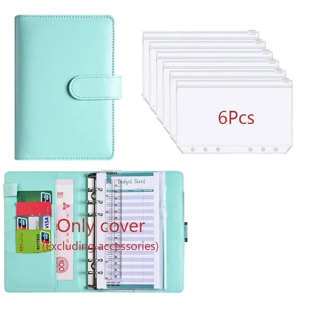Deluxe PU Leather Budget Planner with Cash Envelope Organizer and Zippered Pockets
