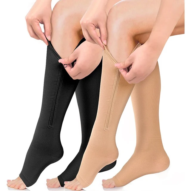 Unisex Compression Socks Sport Foot flight socks Pain Relief Varicose Veins  Leg Sock Support Women White White, SMALL