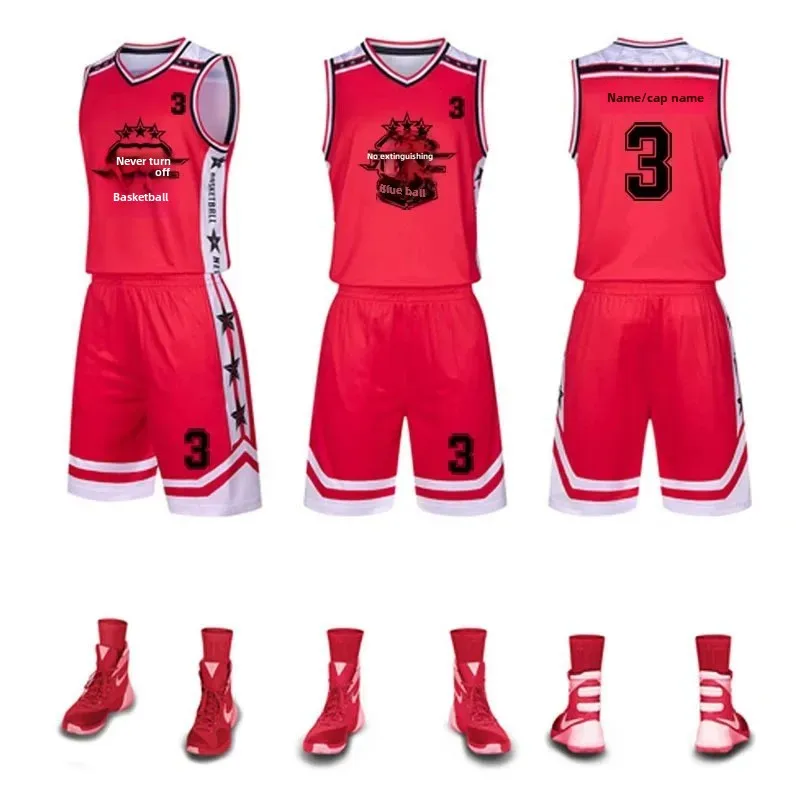 New Soft Breathable Basketball Uniform Set Training Camp Teamwear Children Adults Moisture Wicking Large Size Basketball Jersey
