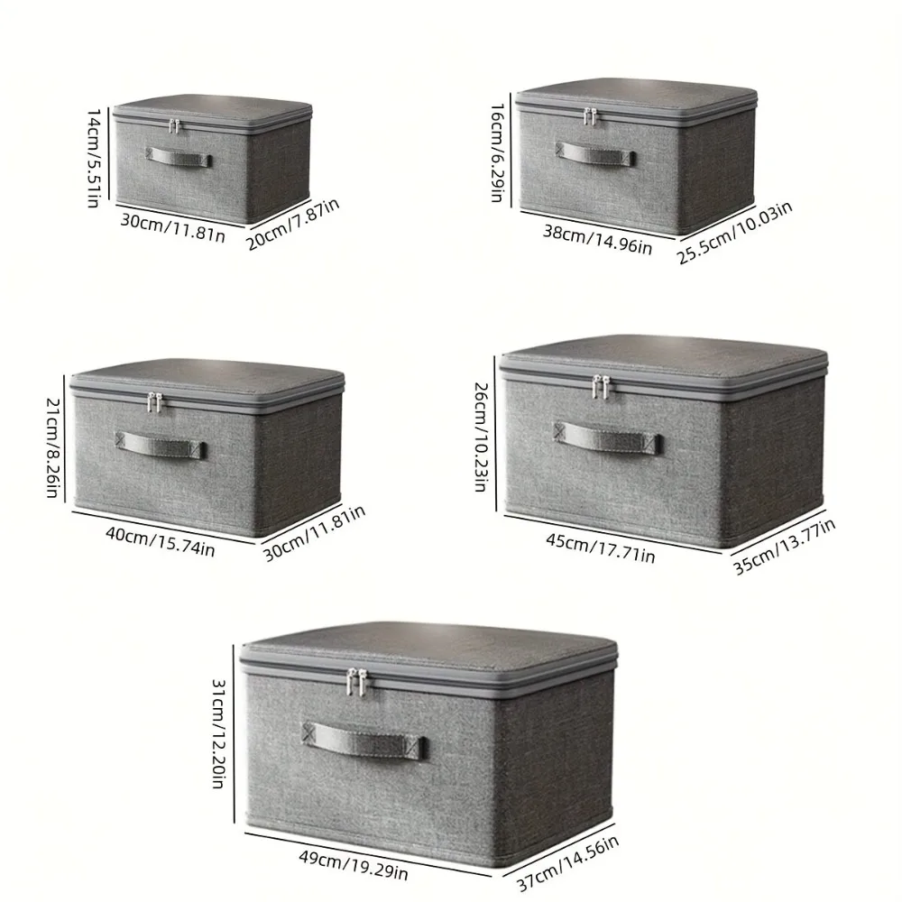 Large Capacity Foldable Storage Box with Lid,Modern Polyester Under-Bed Organizer for Clothes,Bedding,More, Storage Boxe