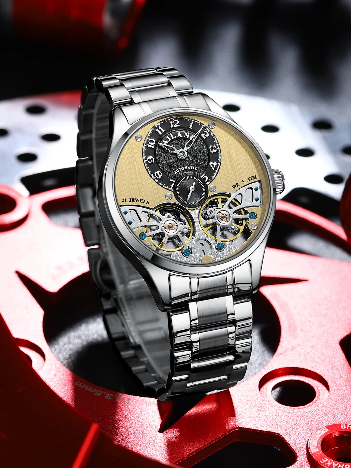 Flying Tourbillon Full Skeleton Design Sapphire Glass & Fine Steel Strap - Waterproof, Luminous Business Watch Customize Logo