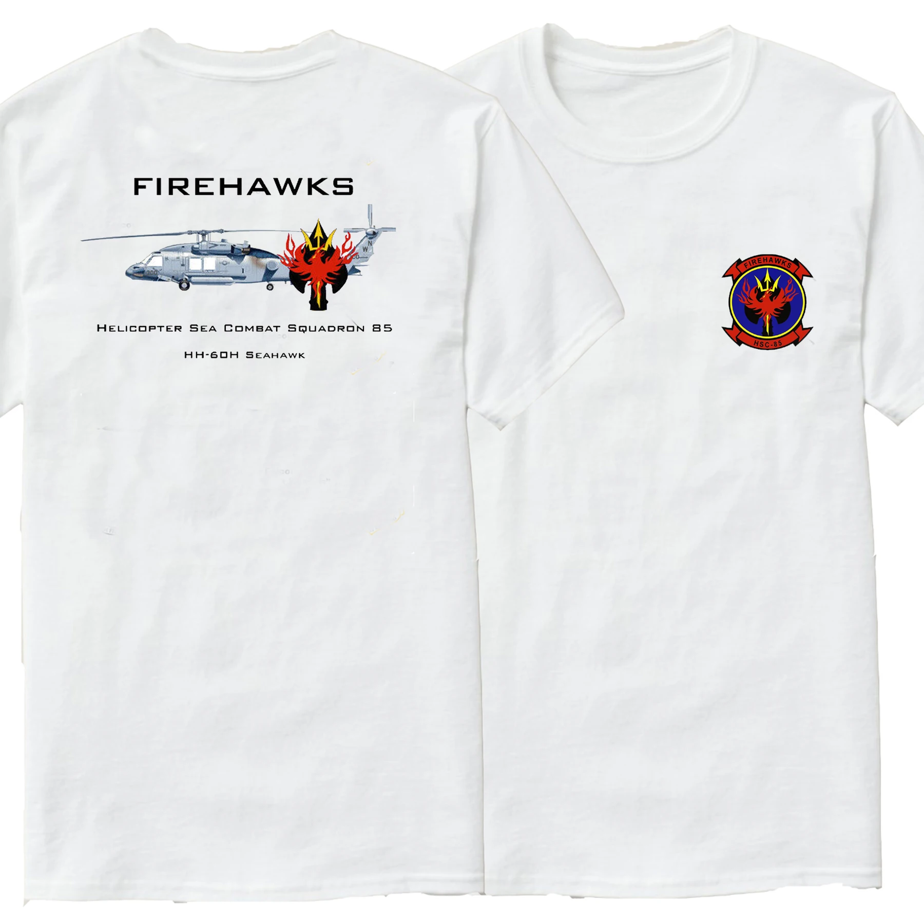 HSC-85 Firehawks Squadron MH-60S Seahawk Helicopters T-Shirt Short Sleeve Casual Cotton O-Neck Mens T-shirt Size S-3XL