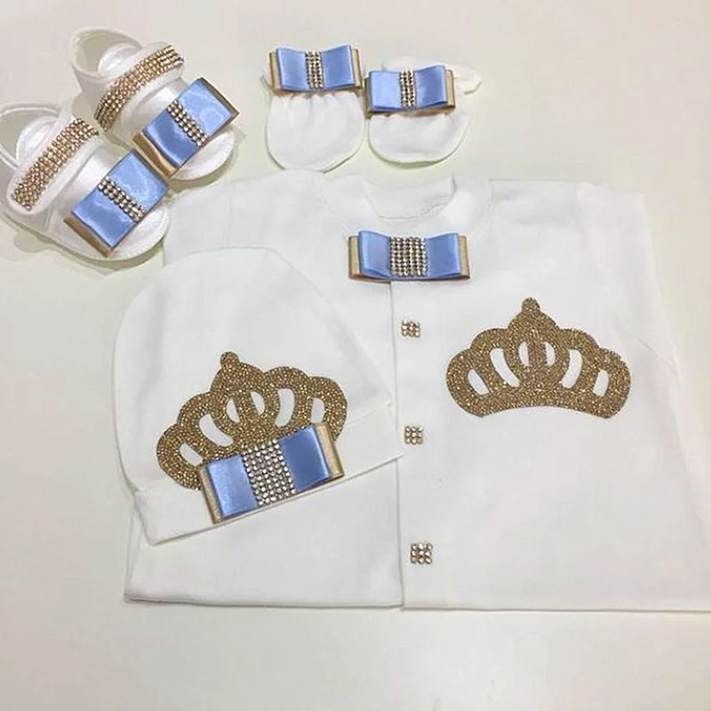 Onesie 소녀 크라운 보라색 홈 옷 Layette 보석 세트 세례 나를 집으로 가져 가라 복장 베이비 샤워 선물 선물