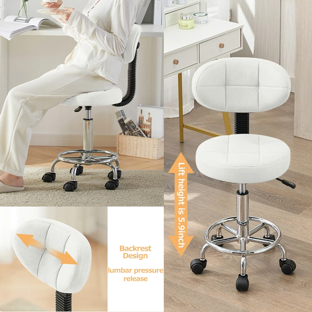 Modern Office Desk Chair Rolling Stool Computer Chair with Low Back Height Adjustable Work Home Salon Drafting Swivel Task Chair 3