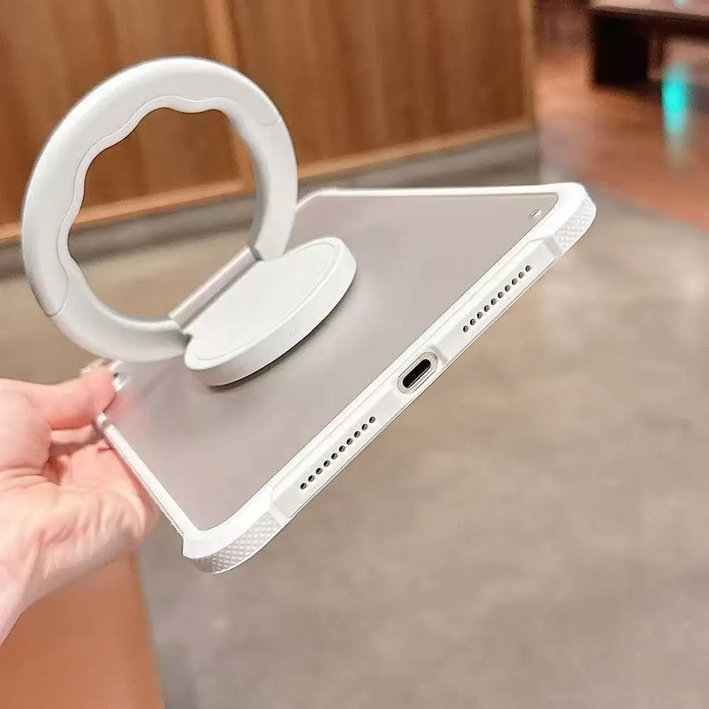 Sleek Matte PC+TPU Tablet Case with Metal Ring Stand