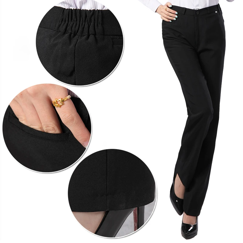 New Ladies Black Waiters Work Wear Cleaner Pants Uniforms Female Best Chef Pants Hotel Restaurant Kitchen Trousers Hygienic hat