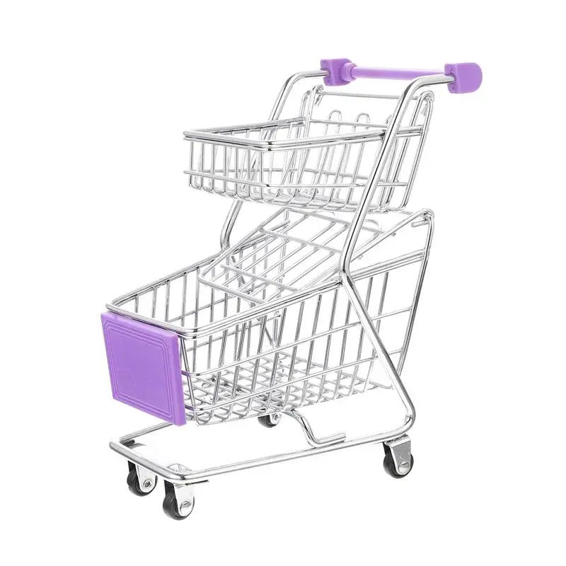 Mini Supermarket Shopping Trolley Mini Shopping Cart Desktop Model Children's Toys Home Decoration Miniature Toy Gifts 6