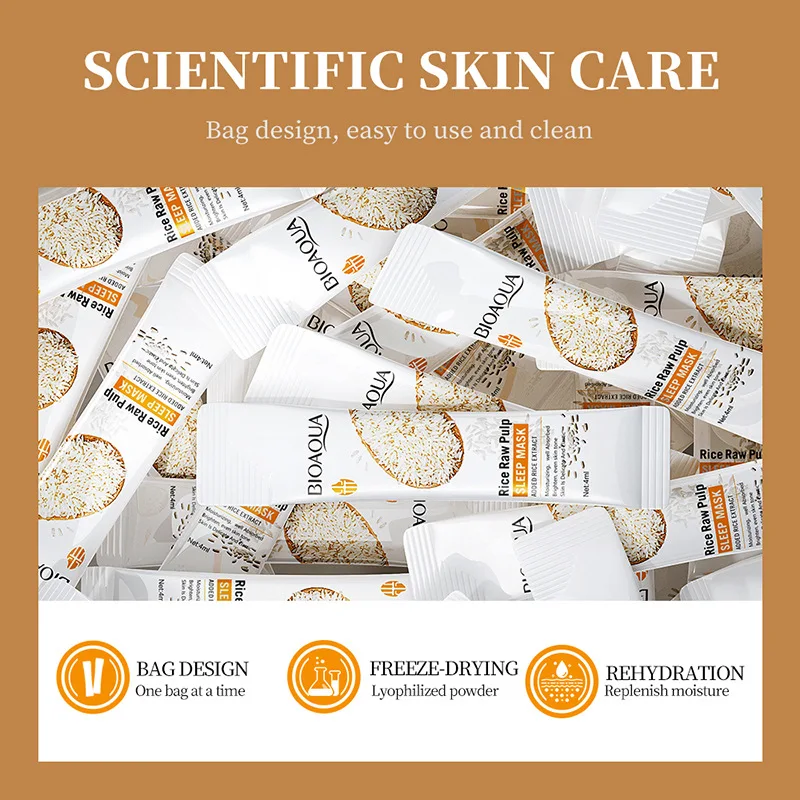 BIOAQUA White Rice Travel Size Skin Care Set Moisturizing Face Cream Serum Facial Mask Anti Dark Circles Eye Mask Eye Cream Kit