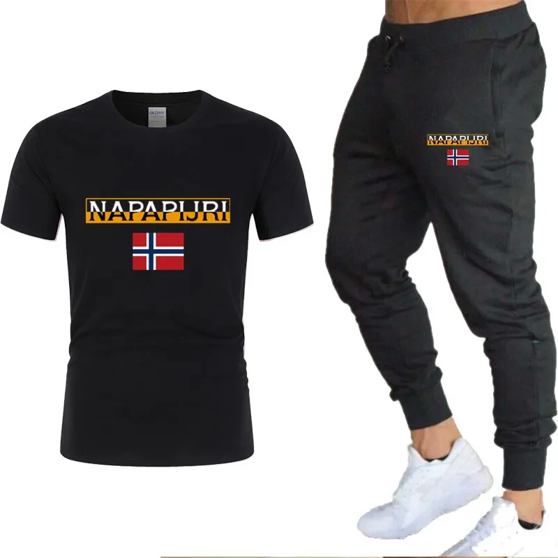 

2024 summer new men's sportswear trousers suit short-sleeved breathable T-shirt + trousers men's casual sports training pants