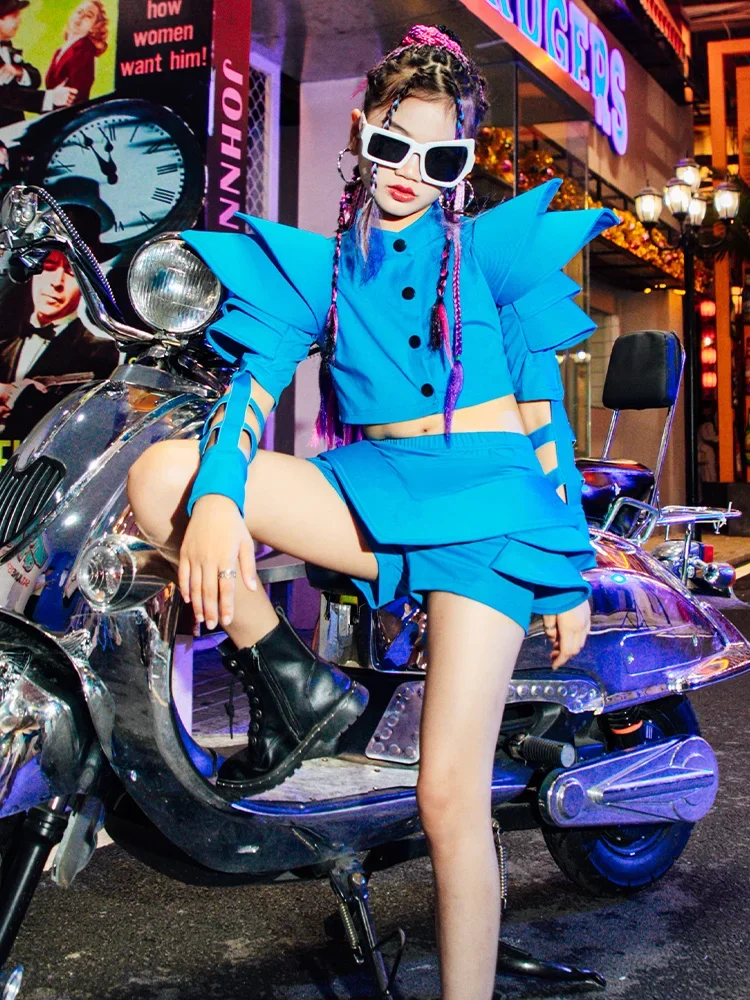 

Одежда K-PoP, модель для девочки, подиумная мода, властная мода, Детский костюм для джазовых танцев, шоу, крутой комплект детской одежды