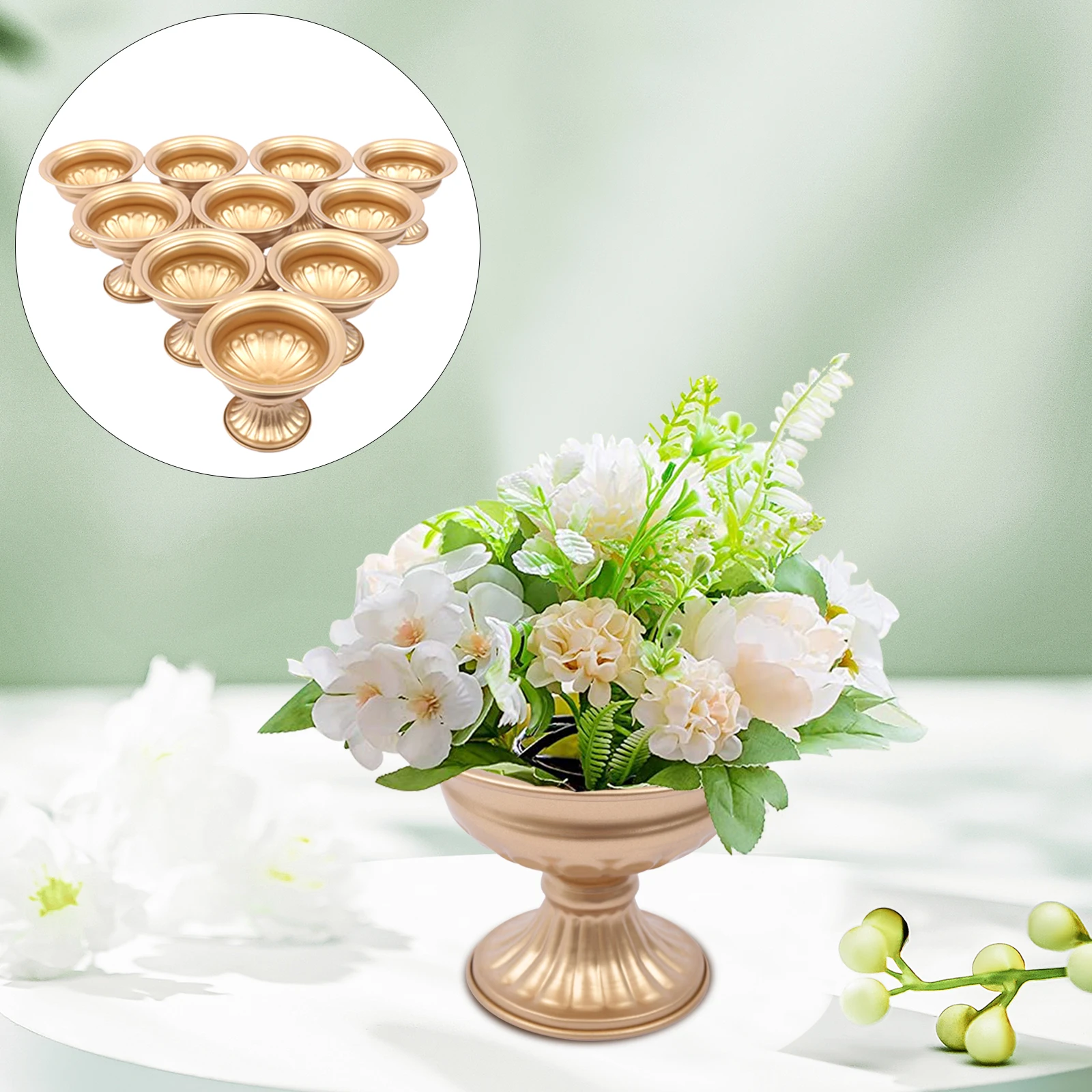 

10pcs Baking Lacquer DIY Flower Trumpet Vase Tabletop Banquet Wedding Party Centerpiece Decor Gold
