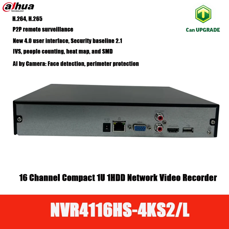 

Dahua NVR 16CH 4K NVR4116HS-4KS2/L ONVIF RTSP P2P Face Detection IVS 1U 1HDD Network Video Recorder English Original