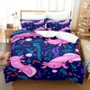 Kawaii Animal Axolotl Bedding Set Bed Cover Adult Kid Bedroom Decor Duvet Cover Pillow Case Set Single Twin Full Queen King Size 3