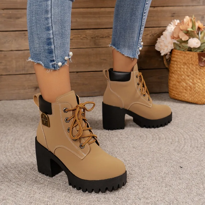Yellow Womens High Heel Work Boots Women Big Yellow Boots 2024 New