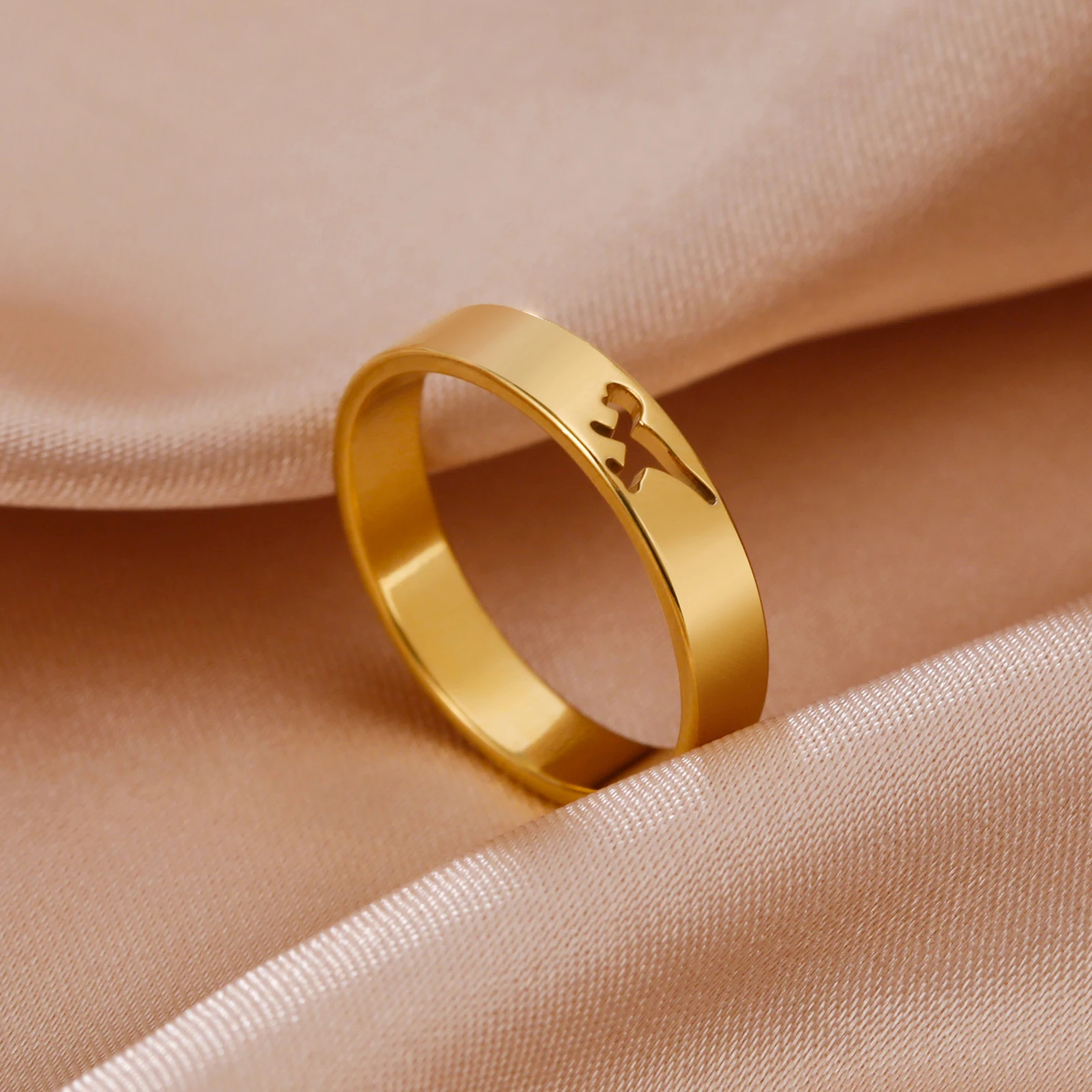 Skyrim Hollow Dinosaur Ring Acciaio Inossidabile Color Oro Tyrannosaurus Brachiosaurus Finger Rings Coppia Gioielli Per Donna Uomo