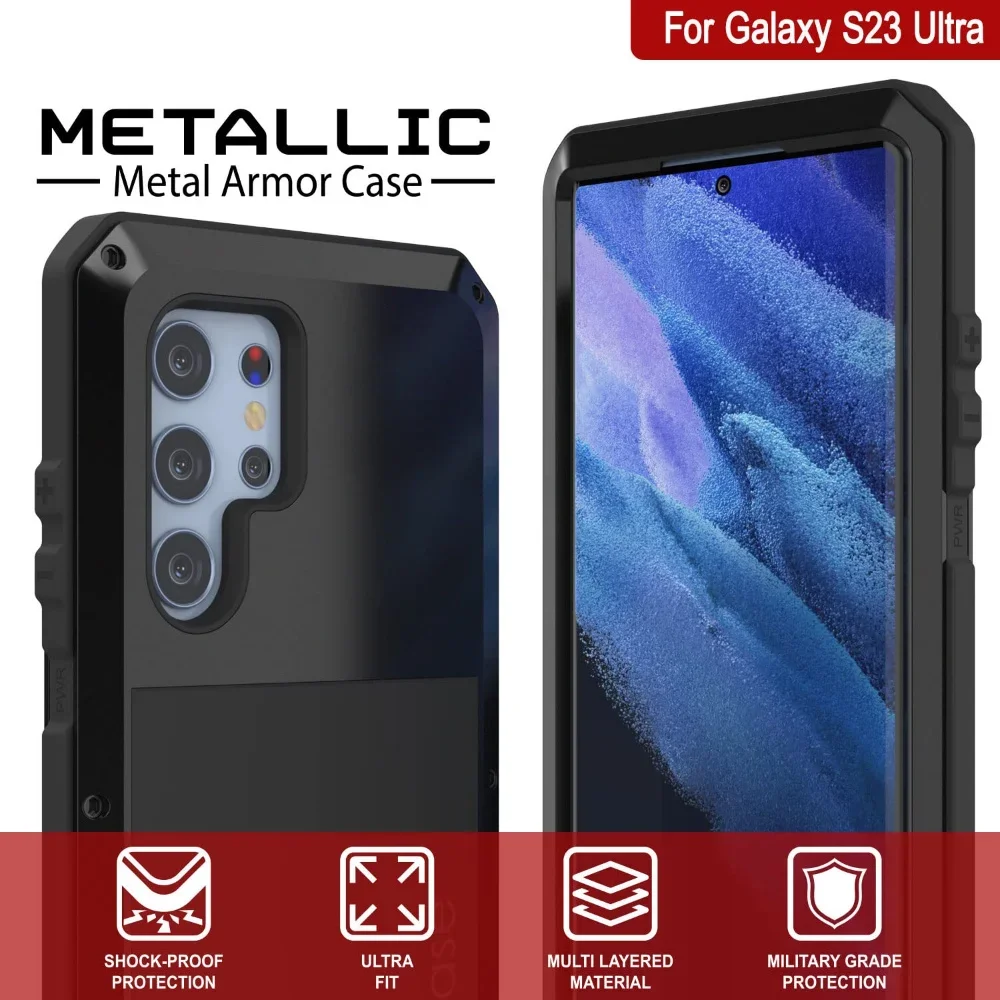 Case for Samsung Galaxy S24 S23 S22 S21 S20 Ultra Note 20 10 Pro S9 S10 Plus S10E Heavy Duty Protection Armor Metal phone Cover