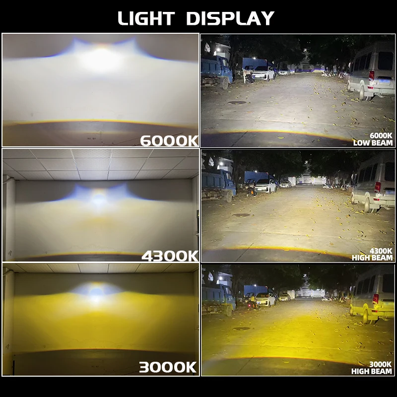SANVI 3인치 앱 제어 스마트 바이 LED 렌즈 프로젝터 헤드라이트 120W 3000K-6000K 헬라3R G5 H4 H7 9005 9006 자동차 라이트 개조용