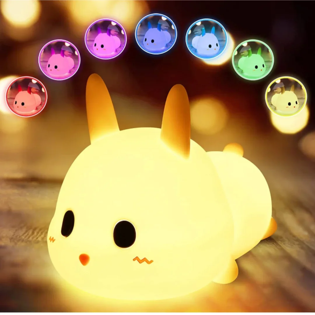 

Cute Rabbit Night Lights for Home Decoration Bedroom Beside Lamp Night Lamp 7 Colors Changing Christmas Lights for children gift