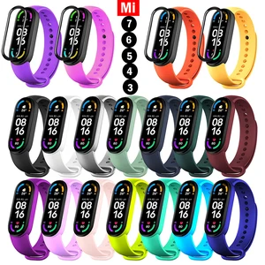 Ремешок силиконовый для Xiaomi Mi band 7 6, спортивный браслет для mi Band 4, Mi band 3 4 5