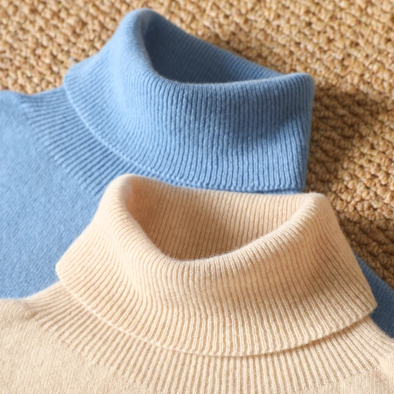 DjzDsm 100% Pure Wool One-Piece Ready-to-wear Men's High Lapel Pullover Autumn and Winter Basic Knitted Versatile Sweater 3