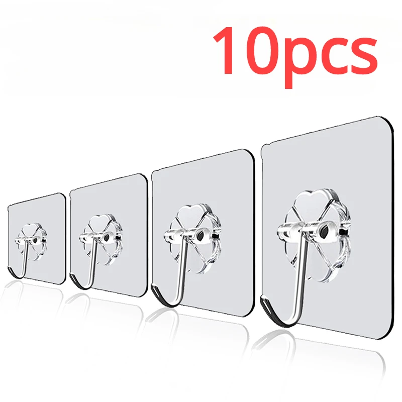 

Transparent Self Adhesive Hook Wall Hanging Hooks for Hanging Strong Hangers on Wall Decorative for Kitchen Bathroom