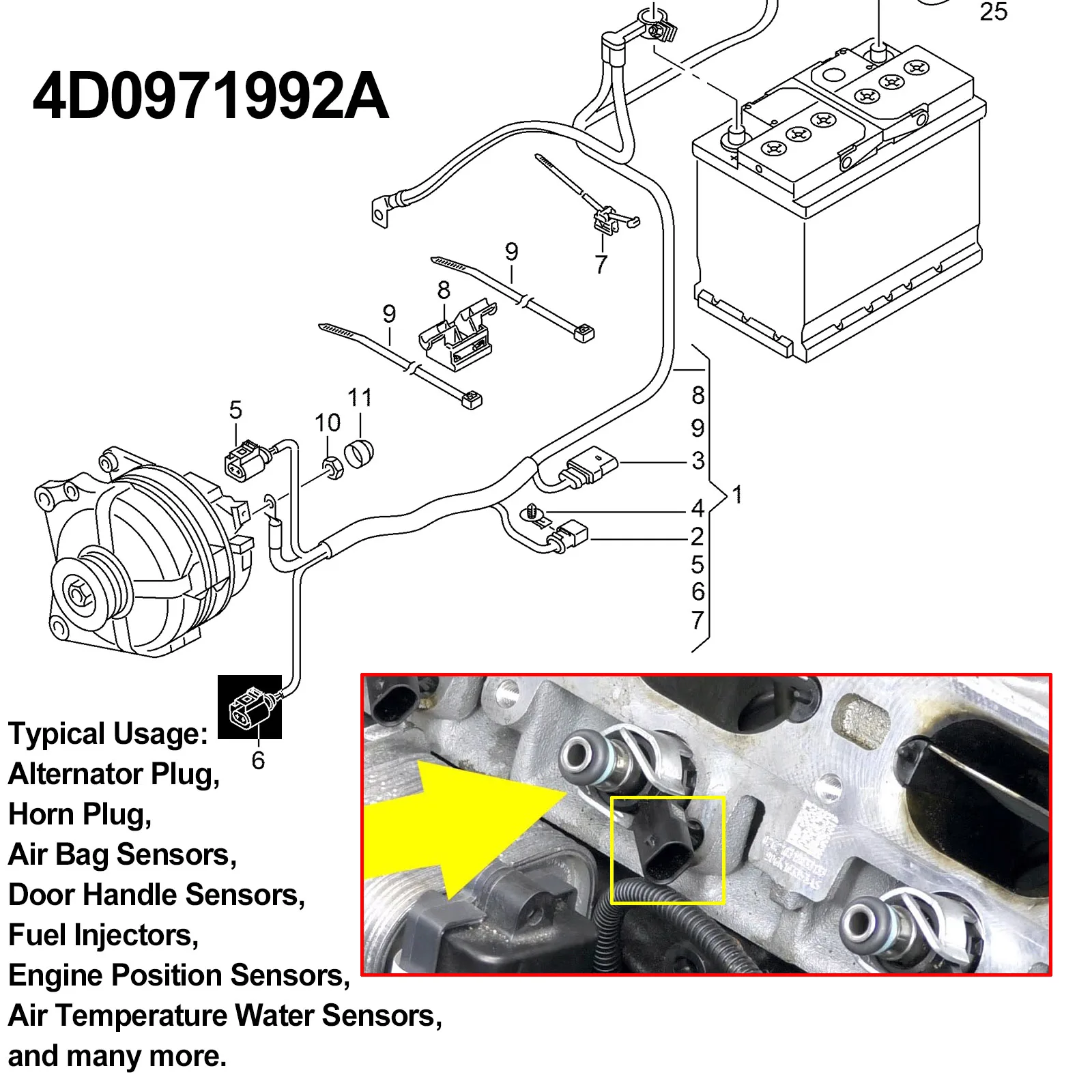4D0971992A 2Pcs For AUDI VW SKODA SEAT 2PIN Wired Connector Alternator Fuel Injectors Female Plug Repair Kit Loom socket Wiring car wiring connector kit