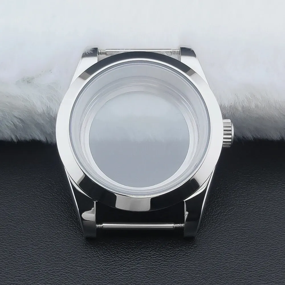 High-Quality Silver Watch Case, 36mm/39mm, Beveled Edge, Sapphire Crystal, 316L Stainless Steel