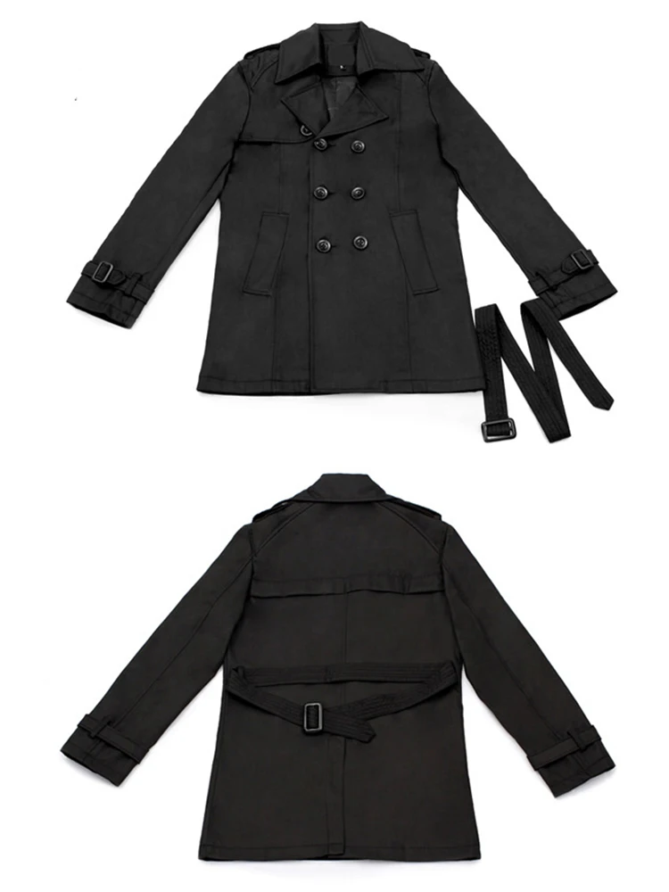 Aelegantmis Black Trench Coat Men Casual Slim Long Men's Coats Autumn Double-breasted Trench Male Windbreaker Fashion