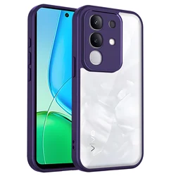Clear Matte Back Cover with Air Cushion Silicon Bumper - Premium Protective Case for Vivo iQOO Z10x (TMMS Purple)