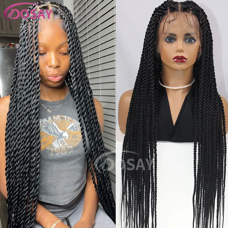 

Synthetic Full Lace Braided Wigs For Black Women 36 Inch Long Senegalese Twist Braiding Hair Wig Box Braided Wig With Baby Hair