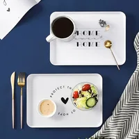 1PCS Food Plastic Dessert Serving Tray Tea Breakfast Bread Tray Snack Plate Storage Plates Square Cosmetics Dish Plate Dish 1