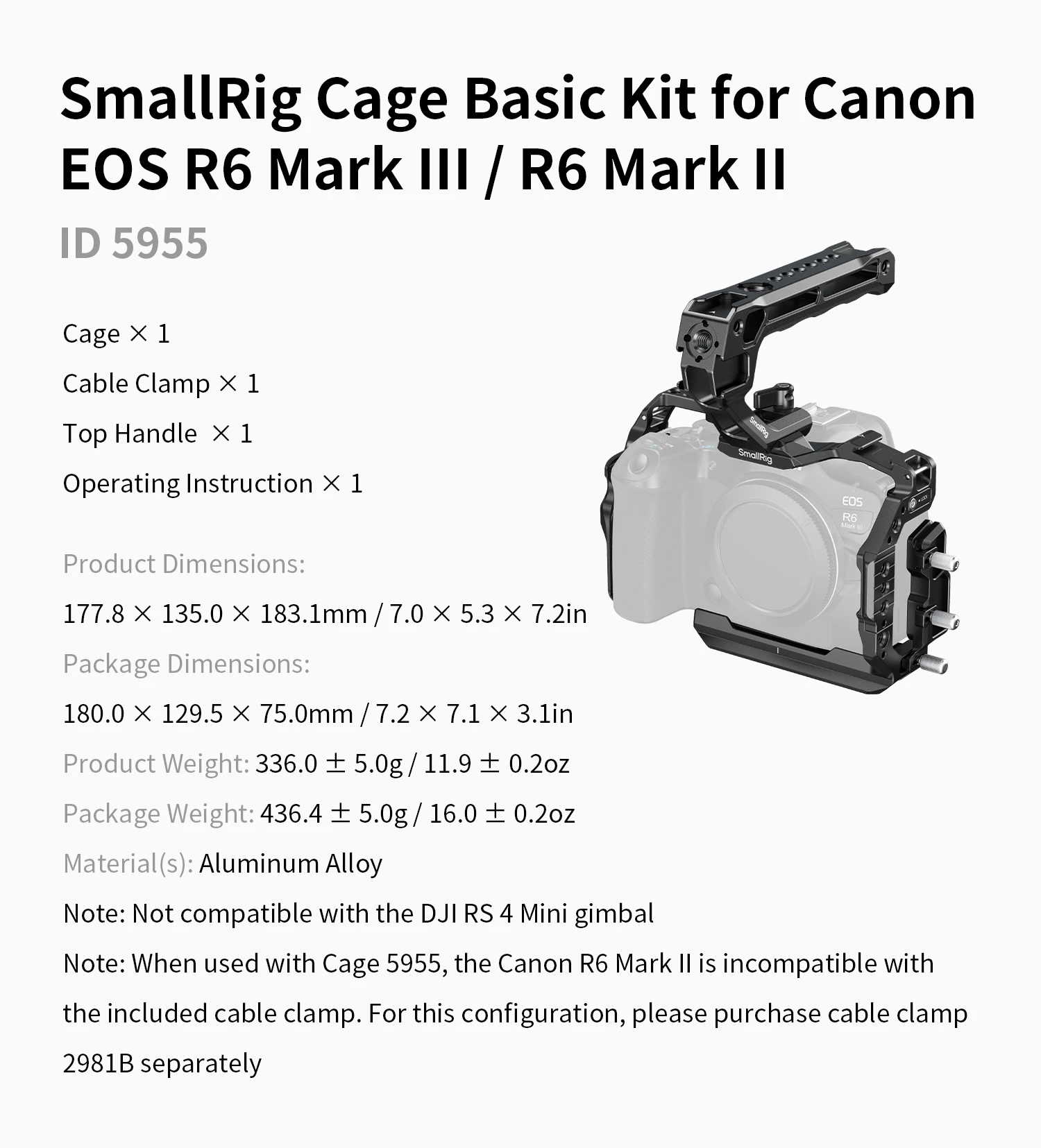SmallRig R6 Mark III „HawkLock“ Schnellwechselkäfig für Canon EOS R6 Mark III / R6 Mark II, mit Arca-Swiss Schnellwechselplatte – Detail 13