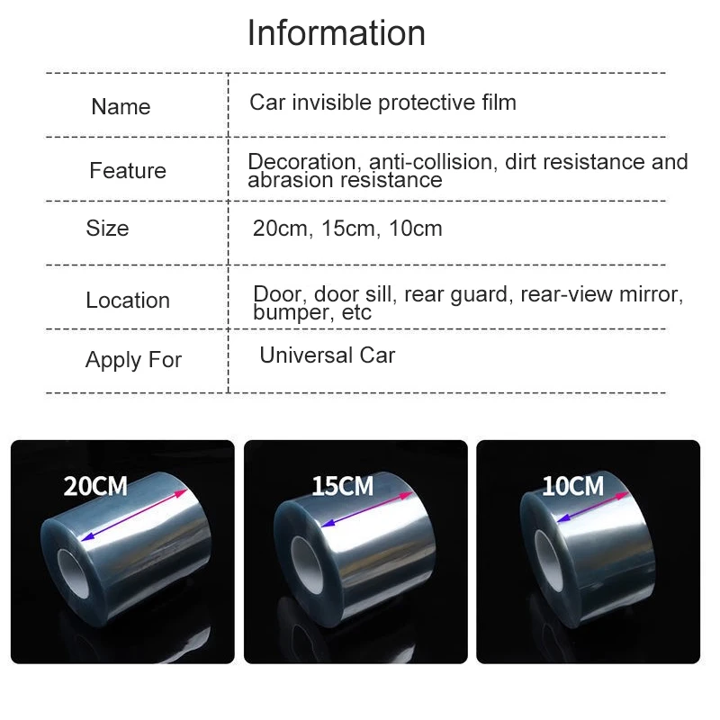 Car Rhino Skin Protective Film Bumper Hood Paint Protection Sticker Anti Scratch Clear Transparence Film External Accessories