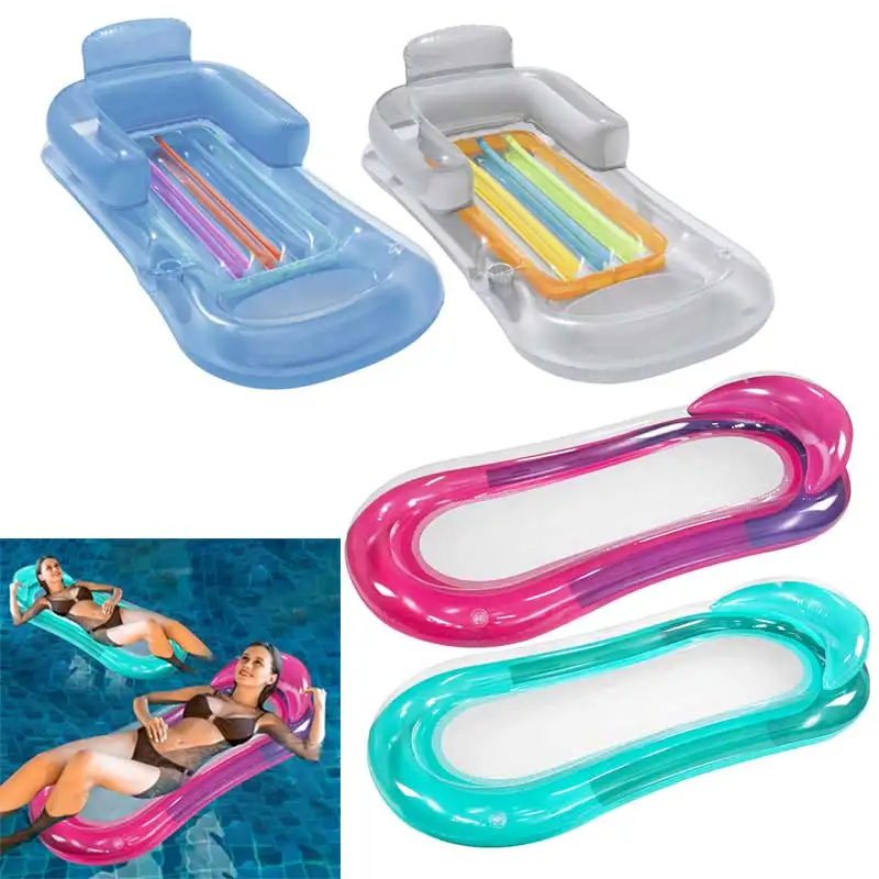 New PVC Inflatable Floating Row Foldable Air Mattresses Swimming Pool Summer Party Beach Water Float Bed Lounger Chair