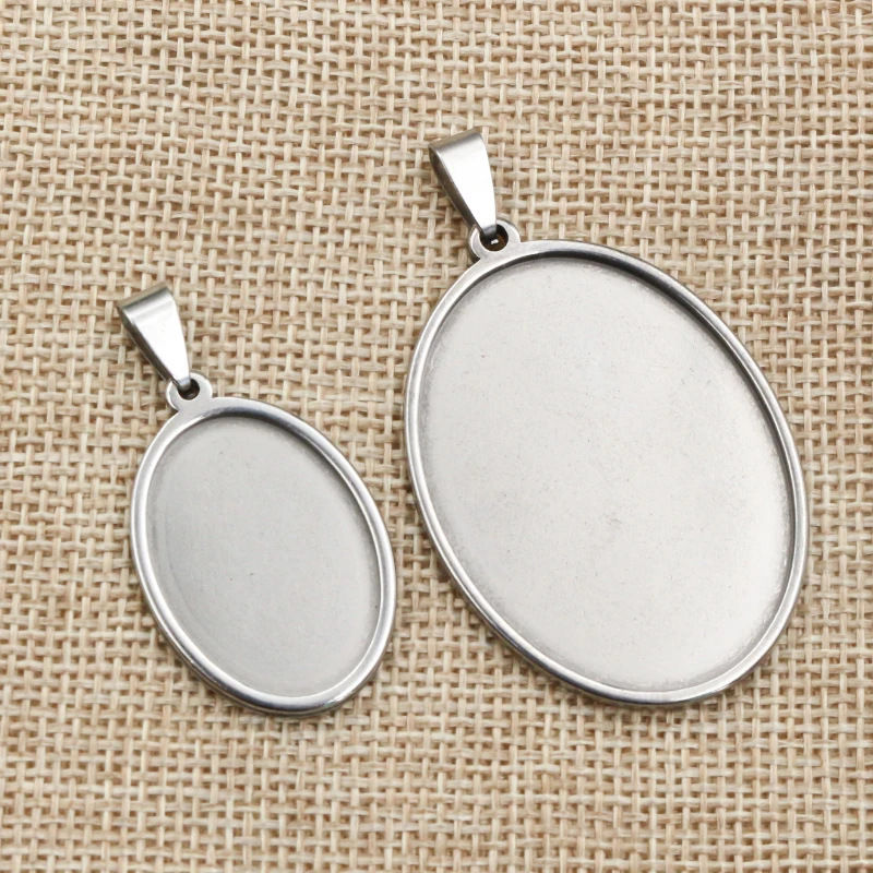 

5pcs Stainless Steel 18x25mm 30x40mm Oval Inner Size Pendant Cabochon Base Cameo Blank Setting Charm Tray for DIY Jewelry