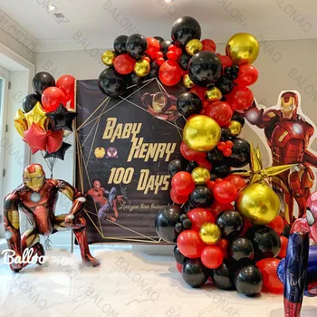 다리미 남자 풍선, 어벤져스 슈퍼 히어로 호일 라텍스 풍선, 생일 축하 배너 파티 장식, 어린이 선물 용품, 95 개