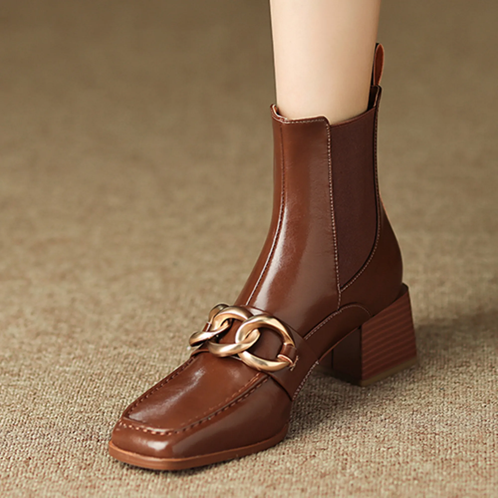 

【ENMAYER】Autumn Winter Shoes Woman Heels 2023 Fashion Female Heels Side Zipper High Heels Boots Boots Working Party Ankle Boots