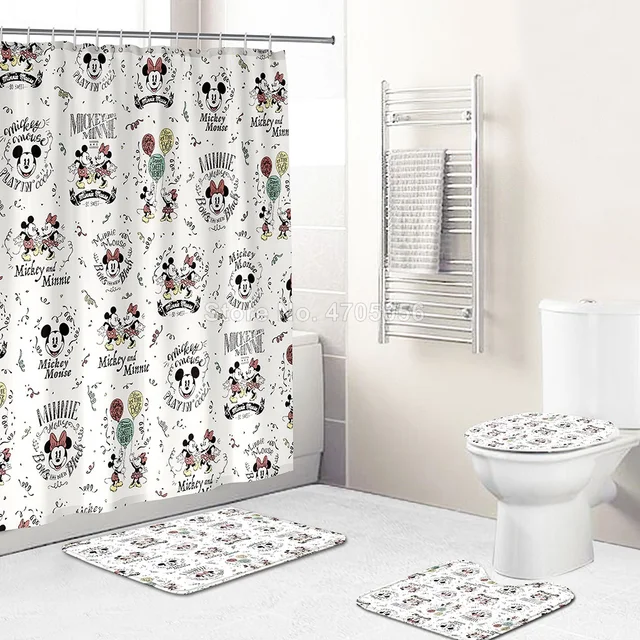Louis Vuitton Mickey Mouse Bathroom Set Shower Curtain Style 58