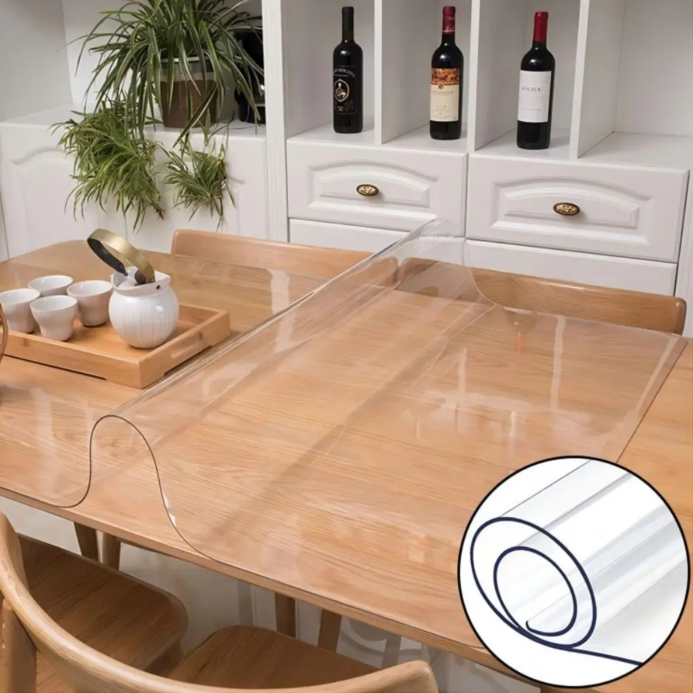 Rectangular PVC transparent tablecloth, waterproof and scratch-proof, suitable for table table family tablecloth 4