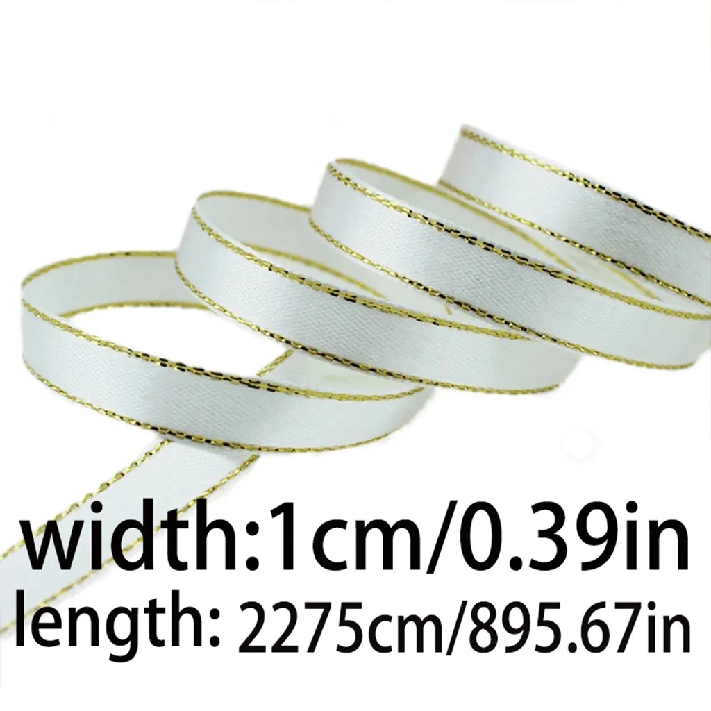 25 Yards of 3/8'' Satin Ribbon with Pink and Gold Edges - High-Quality Gift Packaging Ribbon Wholesale