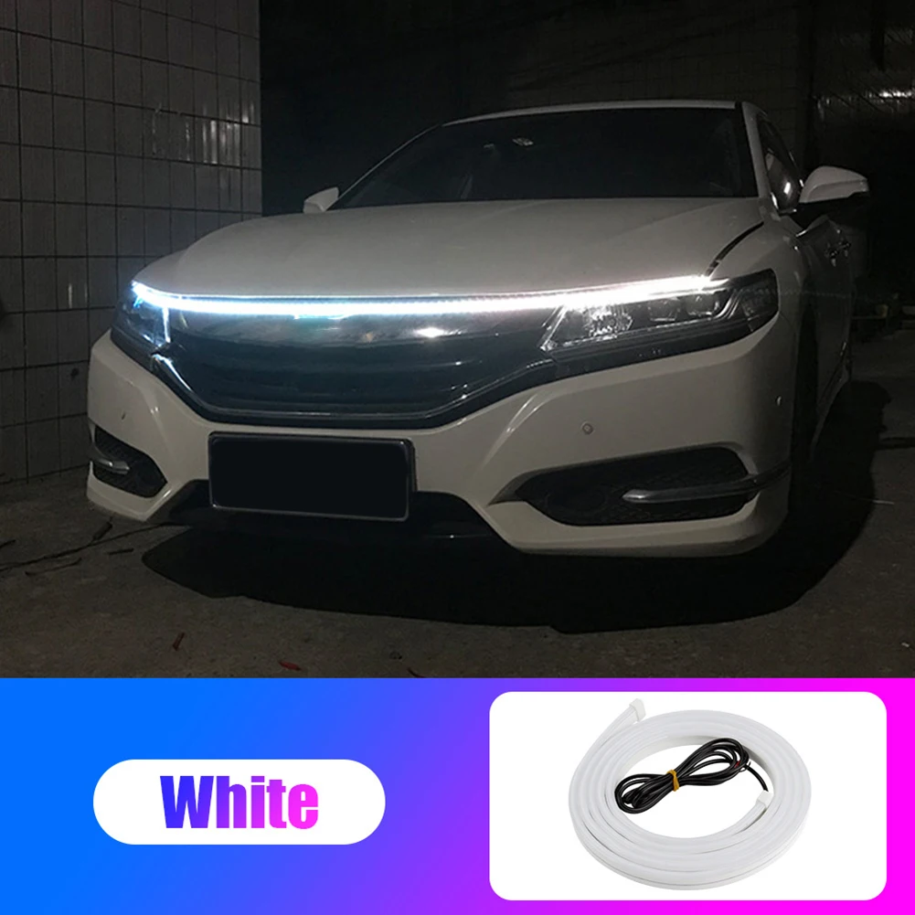 

1pc 120cm 12V Car Hood LED Daytime Running Light Strip Waterproof Flexible Lamp DRL Universal 8 Color Led Car Hood Lights