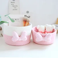 Cute Cartoon Storage Baskets Woven Cotton Rope Desktop Jewelry Cosmetics Snacks Sundries Key Kid Toys Organizer Bins 1