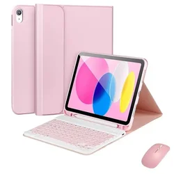 Sleek Bluetooth Keyboard Tablet Case with Protective Cover - Spanish (Pink 2)