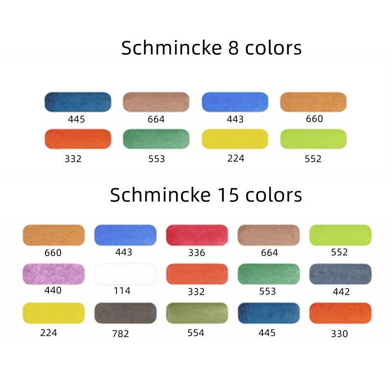 휴대용 Schmincke 수채화 세트 8/15 색상 팔레트 여행과 호두 페인트 상자 미니 수채화 물감 미술 학교 용품