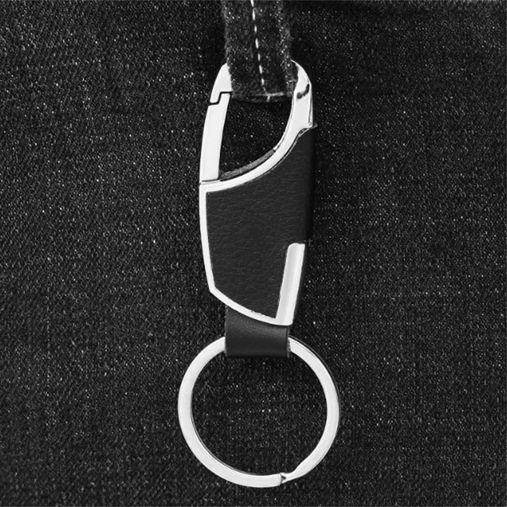 ChengR High Quality Creative Car Key Chain Outdoor DIY Keyring Holder Luxury Leather Keychains Men Keychain Black Clasp 2, Men's, Size: One Size