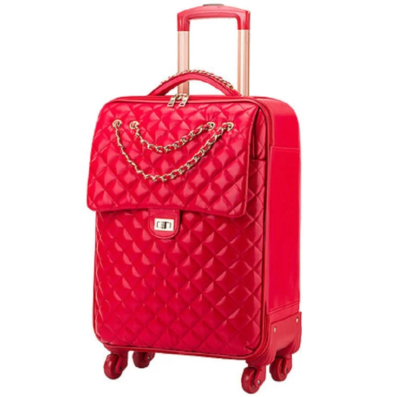 CARRYLOVE High Quality Fashion Noble Customized 20/24 Inch Size PU Rolling Luggage Spinner Brand Travel Suitcase